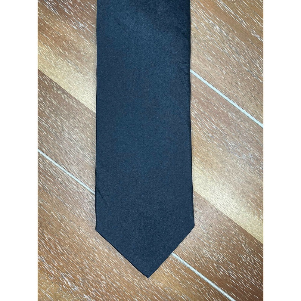 John Bartlett  Solid Black Tie Mens 100% Silk
